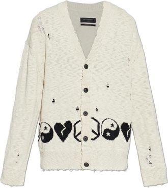 AllSaints Tabua Cardigan - Heren - Vesten - Beige - M - Katoen - Truien & Vesten