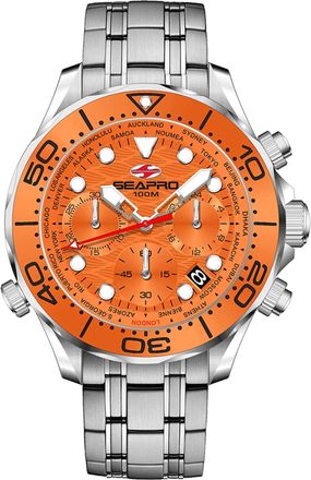 Seapro Mens Mondial Timer Orange Dial Watch
