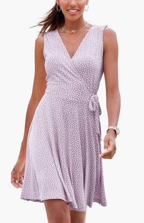 Lascana Womens Wrap Look Dress in Lilac Printed at Nordstrom, Size 16