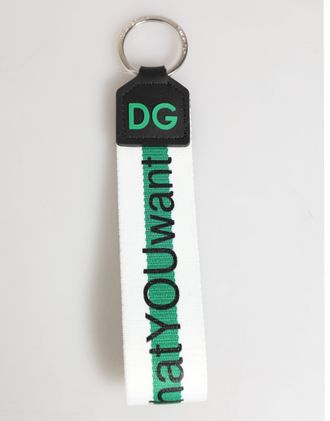 Dolce & Gabbana Mens Logo Fabric Keychain - White - One Size