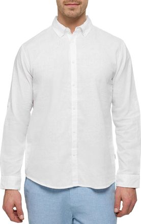 Indicode Langarmhemd INDICODE INBrayden, Herren, Gr. XXL, N-Gr, weiss (optical wei&szlig;), Web, Obermaterial: 55% Leinen, 45% Baumwolle, unifarben, regular fit norm