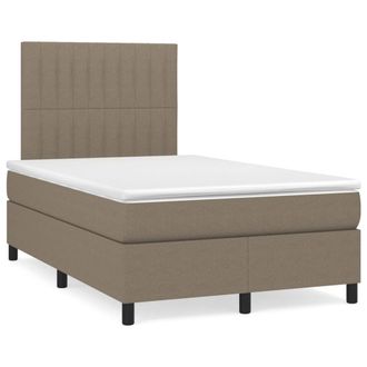 vidaXL Vidaxl - Cama Box Spring Con Colch&oacute;n Y Led Tela Gris Taupe 120x190 Cm
