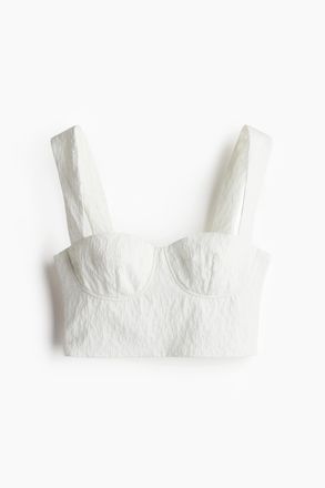 H&M Crop-Top aus Jacquardstoff - Weiss