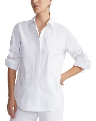 Lafayette 148 New York Baroque Embroidered Button Blouse
