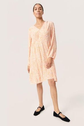 Soaked In Luxury Zaya Knee-Length Long Sleeve Dress in Tangerine Ditsy Print at Nordstrom, Size X-Large