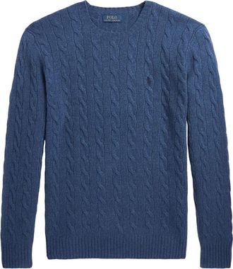 Polo Ralph Lauren Rustic Heather Pullover - Heren - Ronde hals truien - Blauw - L - Leer - Truien & Vesten