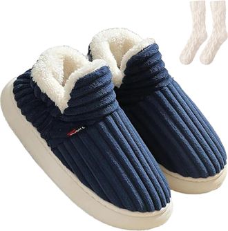 Generic Hadanceo Sunshine Cloud Slippers, Hadanceo Thickened Plush Slipper, Warm Soft Non-Slip Winter House Shoes, for Women Men (Navy,10.5-11)