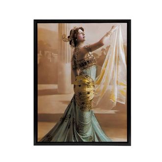 Artery8 Hand Coloured Portrait Dancer Spy Mata Hari Framed Canvas Wall Art Print | Size: W24 x H32