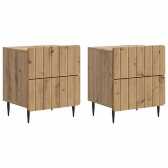 vidaXL Armario De Noche 2 Pcs Roble Artesanal 43 X 34,5 X 49,5 Cm Vidaxl