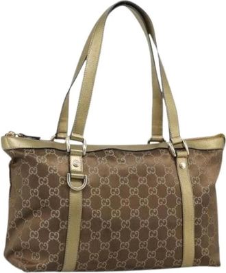 Gucci Pre-owned Vintage GG Canvas Tote - Dames - Vintage Shopper - Bruin - ONE Size - Leer - Vintage