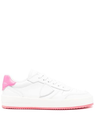 Philippe Model Womens White And Fuchsia Leather Sneakers - Size EU 35