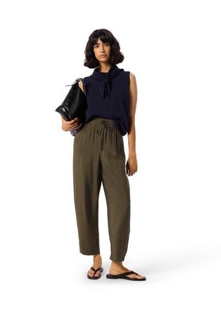 Whistles Linen Elasticated Trousers in Blue at Nordstrom, Size 10