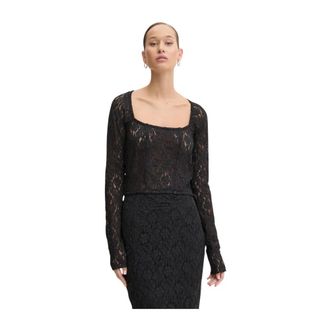 Rotate Rotate Birger Christensen - Lange kanten top - Dames - Blouses & Shirts - Zwart - Maat: XS Katoen