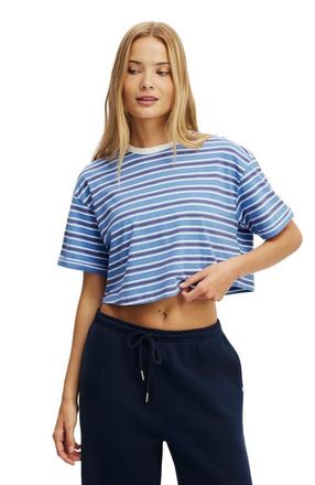 Cotton On Womens Active Cropped Graphic Active Tee in Ultramarine Stripe at Nordstrom, Size Small