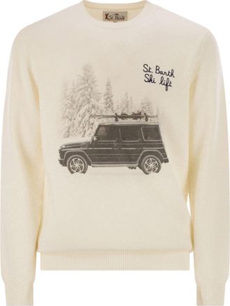 MC2 Saint Barth Heron Crew Neck Sweater With Embroidery On The Front