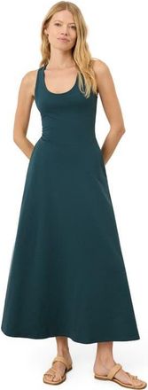 Pact Fit & Flare Open Back Maxi Dress Made With Organic Cotton in Deep Aqua at Nordstrom, Size Xx-Large