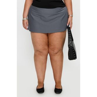 Princess Polly Cant Sleep Pinstriped Skort in Charcoal Stripe at Nordstrom, Size 20