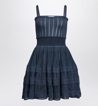 Alaia Dark blue shiny crinoline knit dress
