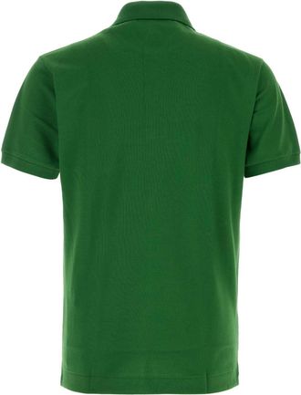 Lacoste Mens Green Piquet Polo Shirt Exterior: Cotton T-shirts And Polos