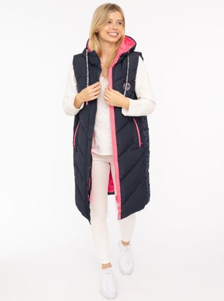 Zwillingsherz Steppweste ZWILLINGSHERZ Strandgl&uuml;ck, Damen, Gr. M, blau (marine), Steppware, Obermaterial: 100% Polyester, mehrfarbig, knielang, ohne Ausschnitt, Wes