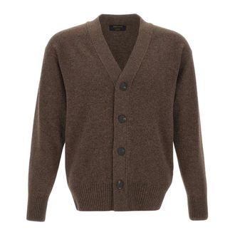 Gran Sasso Super Geelong V-hals vest - Heren - Truien - Bruin - Maat: XL Wol