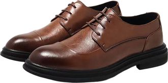 Generic Mens Breathable Oxford Dress Shoes with Cushion Support, Lightweight Rubber Sole for Office, Wedding and Casual Wear(Brown,7.5 UK)