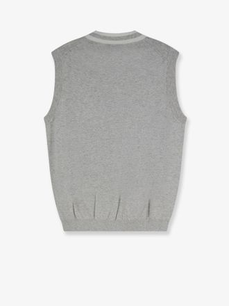 Brunello Cucinelli Mens V-Neck Cotton Vest Grey Blazers Jacket