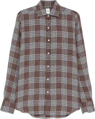 Finamore Tokyo Shirt - Heren - Casual Overhemden - Bruin - XL - Linnen - Overhemden