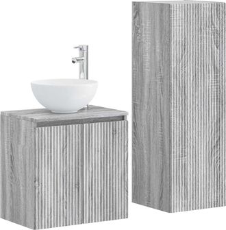 vidaXL Juego De Muebles De Ba&ntilde;o 2 Uds. Sonoma Gris 33 X 34,5 X 100 Cm Vidaxl