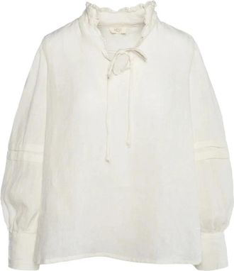 H&eacute;st Witte Linnen Blouse - Zomerfavoriet - Dames - Blouses - Wit - L - Linnen - Overhemden