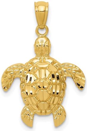 Diamond2Deal 14k Yellow Gold Diamond-cut Polished Sea Turtle Pendant