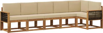 vidaXL Conjunto De Sof&aacute;s De Exterior 6 Uds. Natural Y Beige Poli&eacute;ster Vidaxl