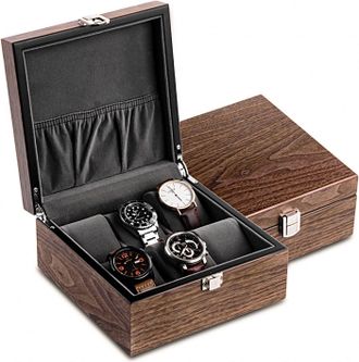 OEM Caja De Madera Para Reloj Mec&aacute;nico Con 6 Compartimentos, Tapa De Cristal Y Espacio Para Guardar La Pulsera