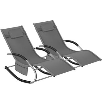 TecTake Sun Lounger Taya in Grey | Size: 2 Seater