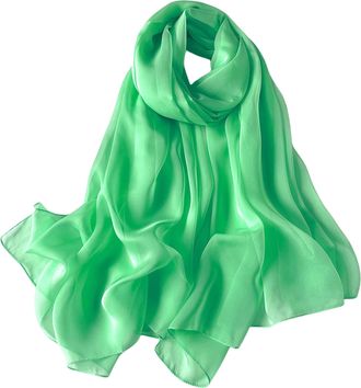 Lina & Lily Crinkled Chiffon Womens Scarf Shawl Wrap Spring Summer Sheer Silky Featherlight (Green)
