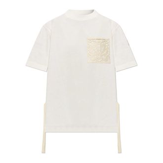 Moncler T-Shirts, female, Pink, Size: XS T-shirt with logo patch