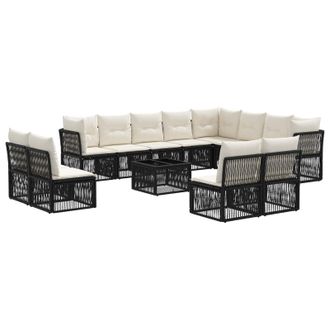 vidaXL Conjunto De Sof&aacute;s De Jard&iacute;n 13 Pcs Negro Rat&aacute;n Sint&eacute;tico Vidaxl