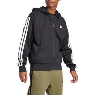 adidas Essential 3-Stripes Fleece Hoodie in Black/whit at Nordstrom Rack, Size Xxx-Large