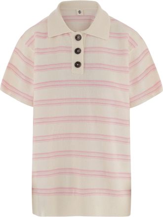 The Garment Pink Striped Wool-Cashmere Polo Shirt
