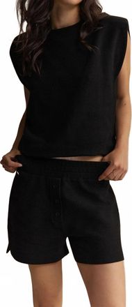Lune Active Moon Padded Shoulder Top In Black