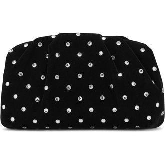 Mango Rhinestone Velvet Clutch in Black at Nordstrom