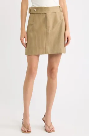 Odd Muse Pinstripe Miniskirt in Camel at Nordstrom, Size Xx-Large