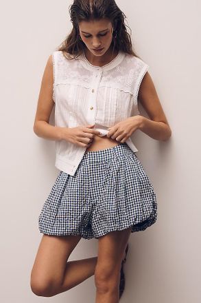 ASTR the Label Margeen Cotton Bubble-Hem Shorts