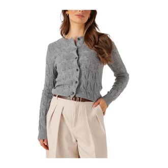 Tommy Hilfiger Truien & Vesten, Dames, Grijs, L, Wol, Soft Wool Cable C-Nk LS Cardigan