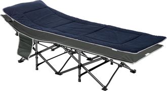 OEM Cama De Acampada Con Coj&iacute;n Almohada Bolsillo Bolsa De Transporte Y Marco De Acero Carga 150 Kg 188x64,5x53 Cm Azul