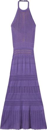 Twin-Set Abito lungo con scollo allamericana in lavorazione pointelle - Viola
