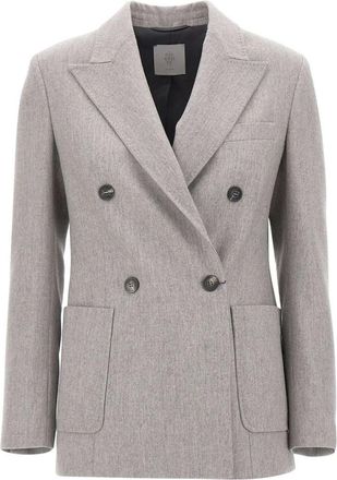 Eleventy M&eacute;lange Wol en Kasjmier Blazer - Dames - Blazers - Grijs - L - Wol - Jassen