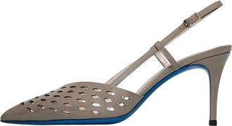 Loriblu Slingback in modderlak met cut-out details - Dames - Pumps - Grijs - 38 EU - Schoenen