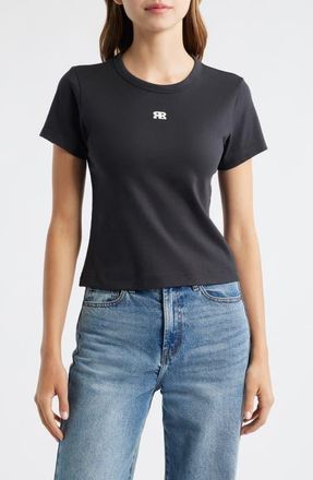 Rag & Bone Mia Logo Baby Tee in Black at Nordstrom, Size Medium