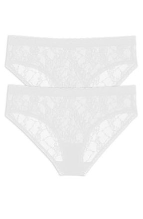 Natori Bliss Allure Lace One Size Girl Brief 2-Pack in White at Nordstrom